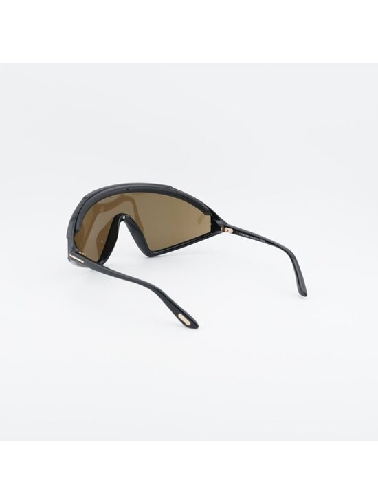 Tom Ford Lorna FT1121 01G Sunglasses Shiny Black Shield Frame, Brown Lenses main image 9